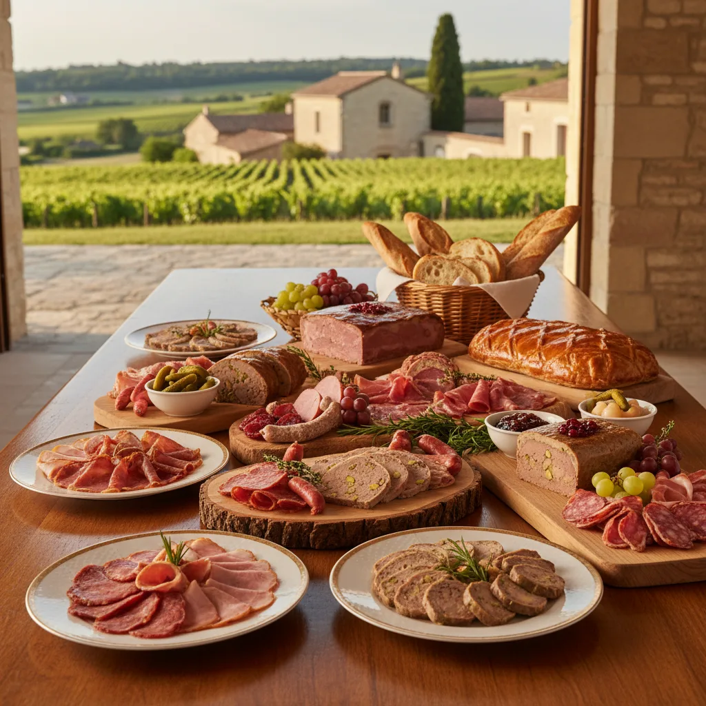 Buffet froid avec charcuteries et terrines maison